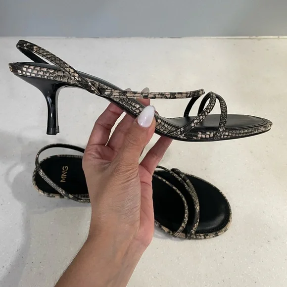 Mango Snakeskin Kitten Heel Sandals - Picture 5 of 7